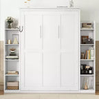 Full/Queen Size Murphy Bed/Wall Bed with Shelves and LED Lights 4A - ModernLuxe