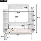 Full/Queen Size Murphy Bed/Wall Bed with Shelves and LED Lights 4A - ModernLuxe