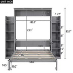 Full/Queen Size Murphy Bed/Wall Bed with Shelves and LED Lights 4A - ModernLuxe