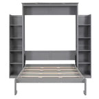 Full/Queen Size Murphy Bed/Wall Bed with Shelves and LED Lights 4A - ModernLuxe