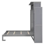 Full/Queen Size Murphy Bed/Wall Bed with Shelves and LED Lights 4A - ModernLuxe