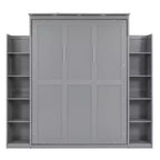 Full/Queen Size Murphy Bed/Wall Bed with Shelves and LED Lights 4A - ModernLuxe