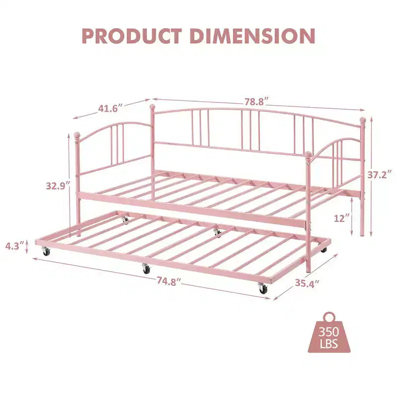 Garvee Twin Metal Daybed and Trundle, Sofa Bed - Room & Joy
