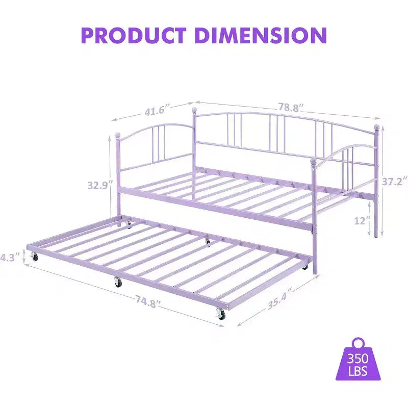 Garvee Twin Metal Daybed and Trundle, Sofa Bed - Room & Joy