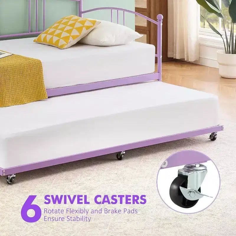 Garvee Twin Metal Daybed and Trundle, Sofa Bed - Room & Joy