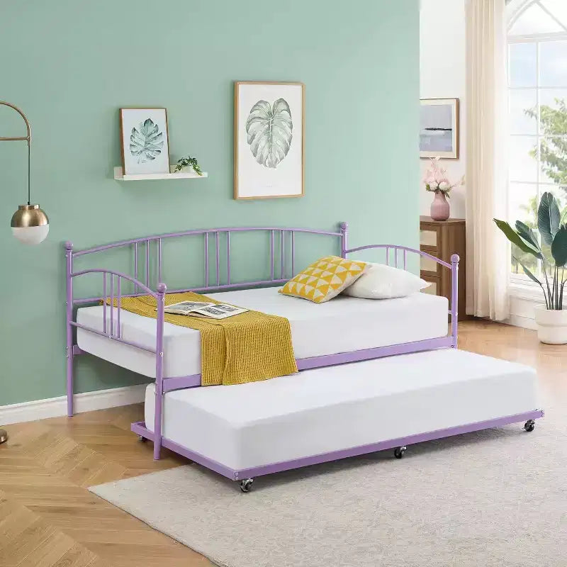 Garvee Twin Metal Daybed and Trundle, Sofa Bed - Room & Joy