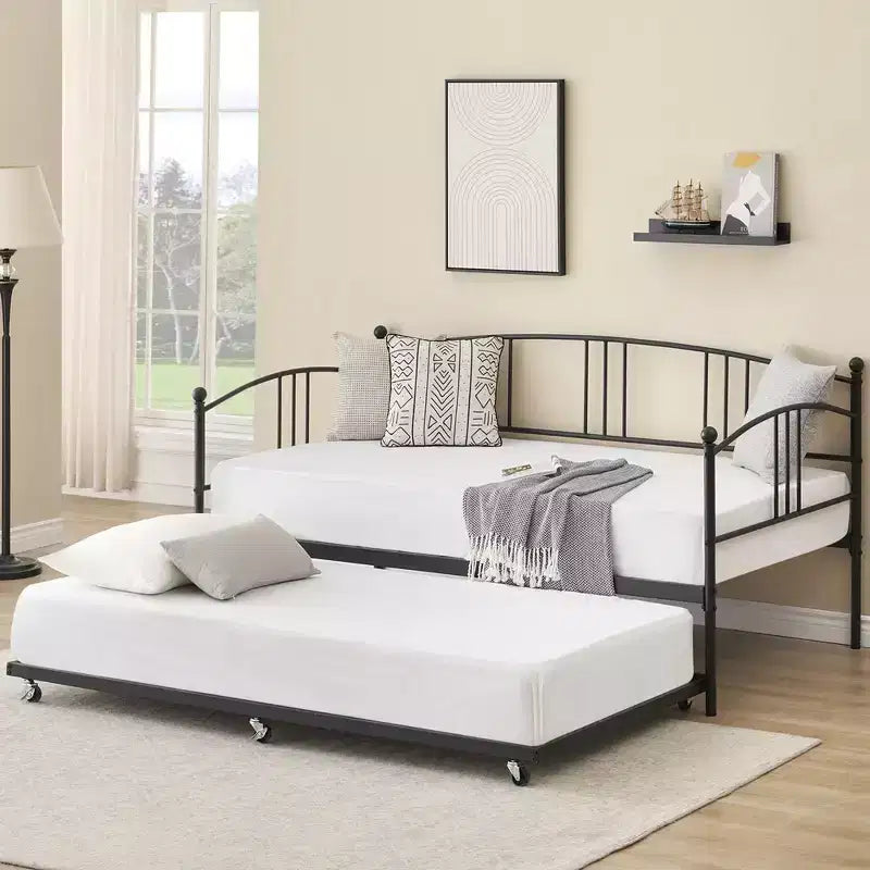 Garvee Twin Metal Daybed and Trundle, Sofa Bed - Room & Joy