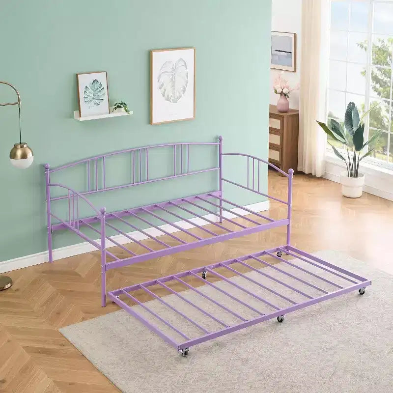 Garvee Twin Metal Daybed and Trundle, Sofa Bed - Room & Joy