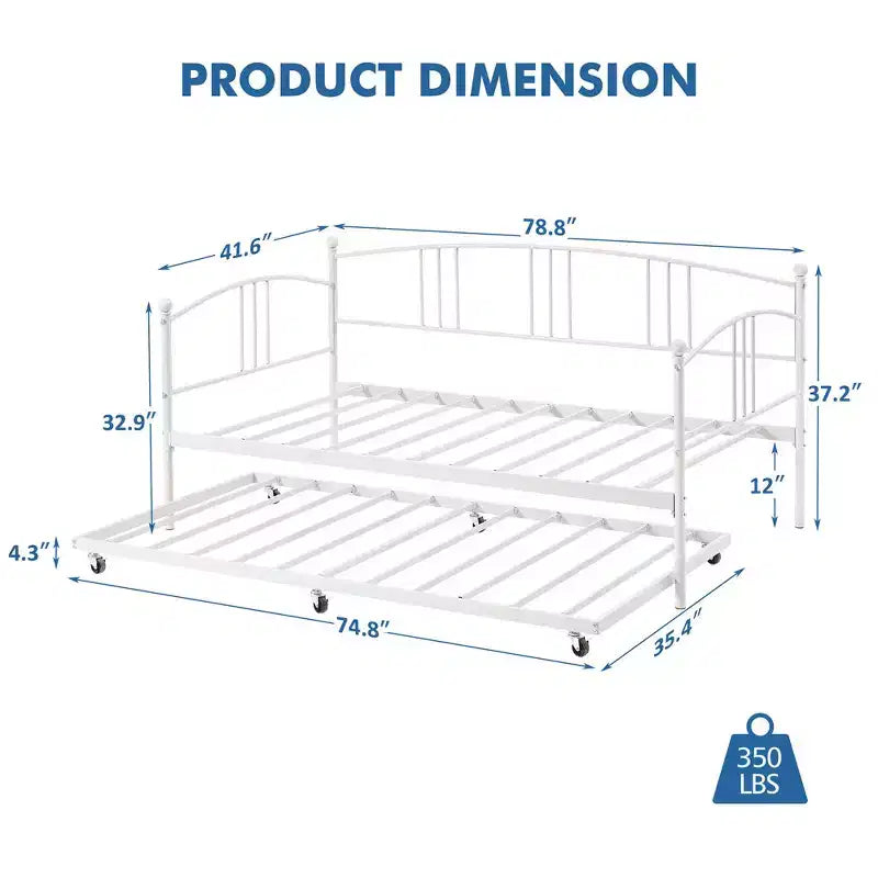 Garvee Twin Metal Daybed and Trundle, Sofa Bed - Room & Joy