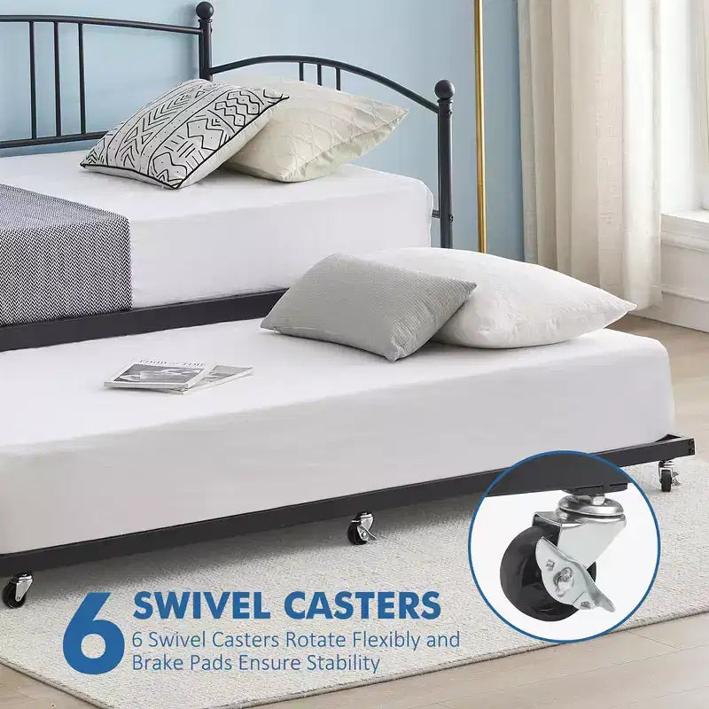 Garvee Twin Metal Daybed and Trundle, Sofa Bed - Room & Joy