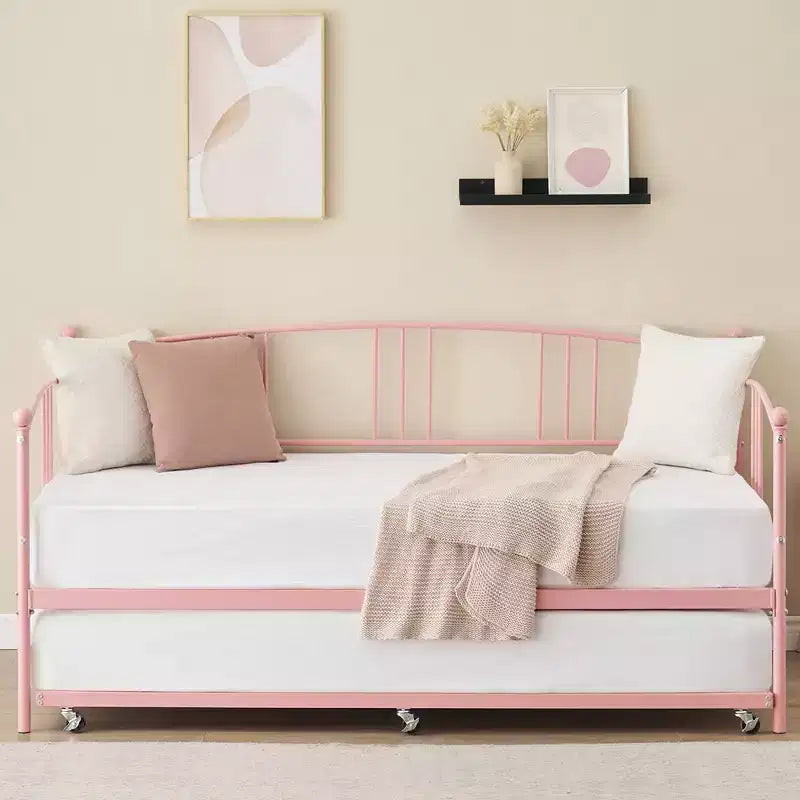 Garvee Twin Metal Daybed and Trundle, Sofa Bed - Room & Joy