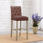 WestinTrends 29 Upholstered Linen Fabric Tufted Bar Stool Chair, Brown