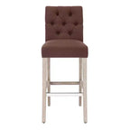 WestinTrends 29 Upholstered Linen Fabric Tufted Bar Stool Chair, Brown