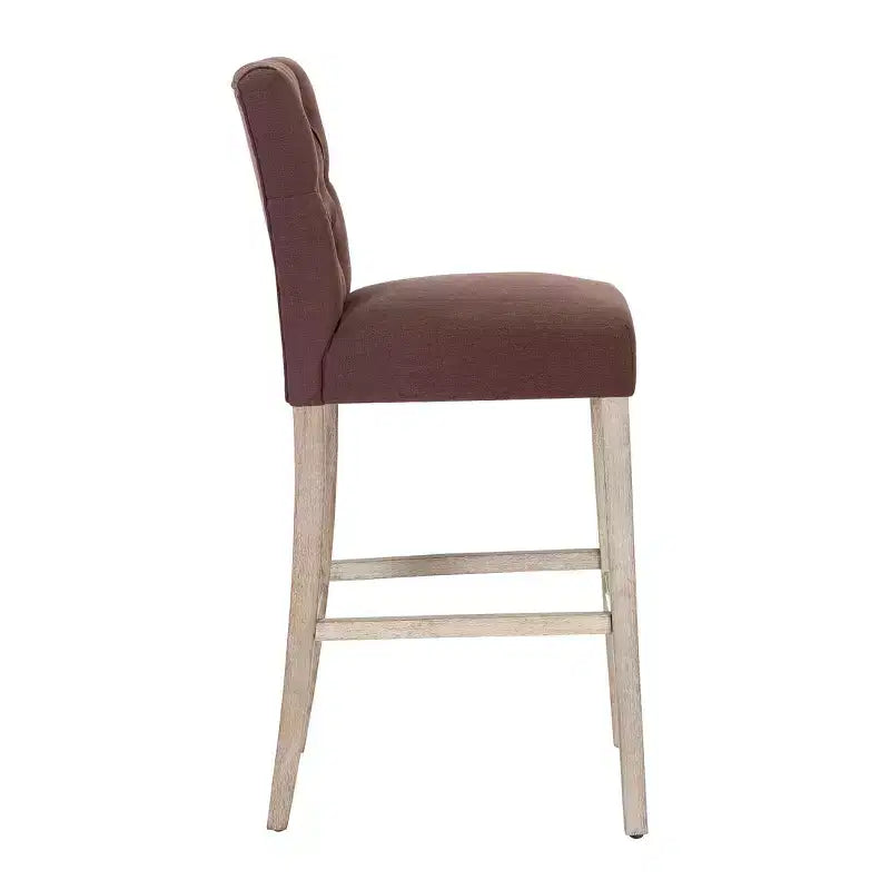 WestinTrends 29 Upholstered Linen Fabric Tufted Bar Stool Chair, Brown