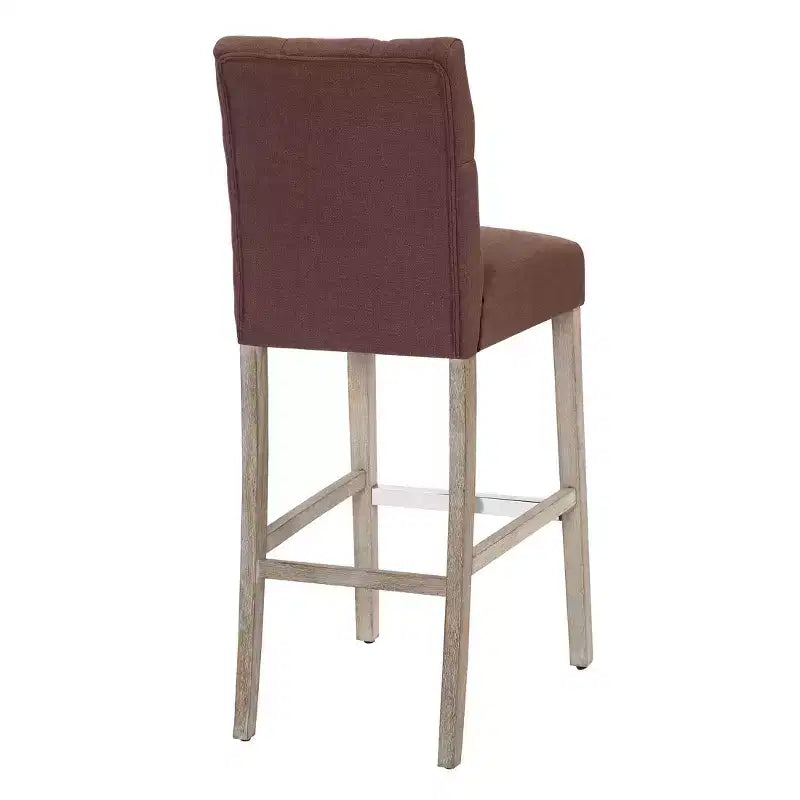 WestinTrends 29 Upholstered Linen Fabric Tufted Bar Stool Chair, Brown