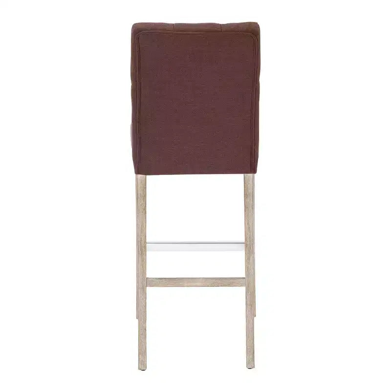WestinTrends 29 Upholstered Linen Fabric Tufted Bar Stool Chair, Brown