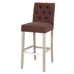 WestinTrends 29 Upholstered Linen Fabric Tufted Bar Stool Chair, Brown