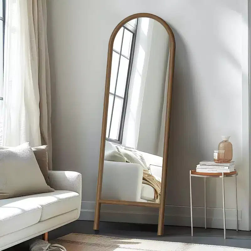 Dovelina Wood Frame Arch Top Full Length Mirror Leaning Mirror