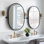 Specchio Ovale Dovelina per Bagno, con Cornice in Metallo e Funzione Pivot