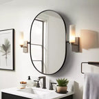 Specchio Ovale Dovelina per Bagno, con Cornice in Metallo e Funzione Pivot