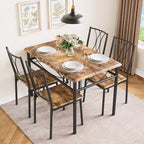 Garvee Dining Table Set of 4, Rectangular Dining Room Table Set with 4 Chairs for Small Space, 5 Piece Kitchen Table, Apartment, Retro Brown
