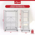 Origami R5 4 Tier Foldable Metal Storage Rack with Wheels, 1,000 Pound Capacity for Kitchen, Garage, or Garden Storage, White, Certified Refurbished