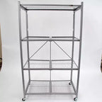 Origami R5 4 Tier Foldable Metal Storage Rack with Wheels, 1,000 Pound Capacity for Kitchen, Garage, or Garden Storage, Pewter, Certified Refurbished
