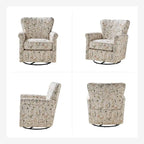 Poltrona girevole a dondolo Georg Comfortable Floral Fabric con braccioli arrotolati di HULALA HOME