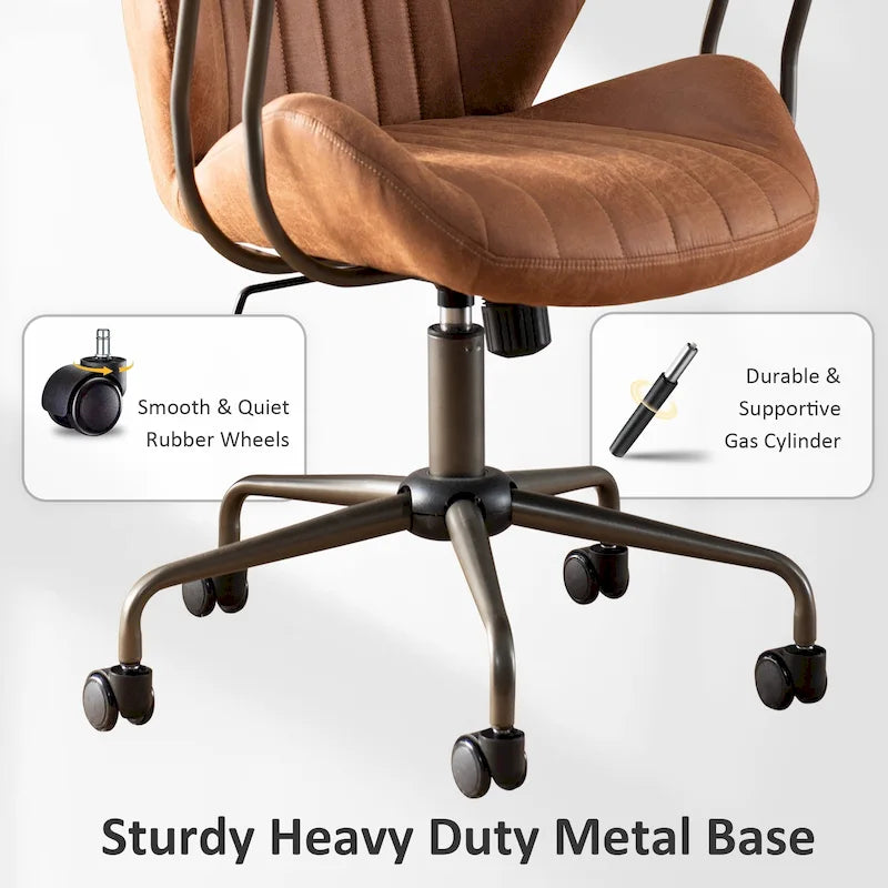 OVIOS Sedia da ufficio ergonomica in tessuto scamosciato con supporto lombare