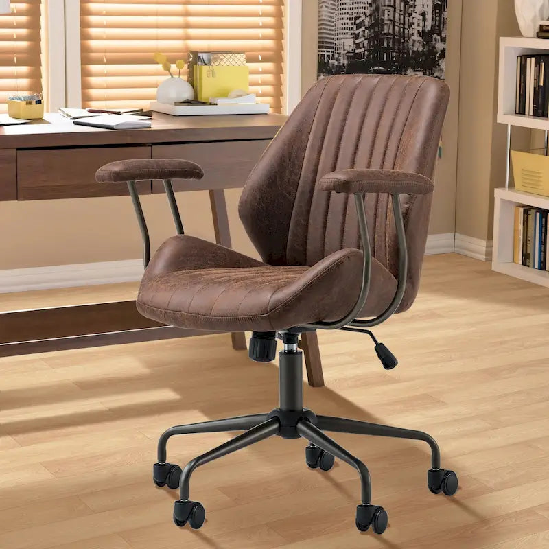 OVIOS Sedia da ufficio ergonomica in tessuto scamosciato con supporto lombare