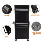 6 Drawer Rolling Tool Chest with Wheels,Meta Tool Storage Cabinets with Detachable Top Tool Box,Tool Cart on Wheels for Workshop Warehouse Garage