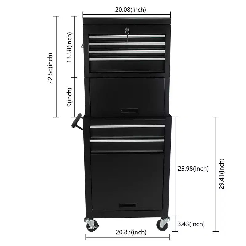 6 Drawer Rolling Tool Chest with Wheels,Meta Tool Storage Cabinets with Detachable Top Tool Box,Tool Cart on Wheels for Workshop Warehouse Garage