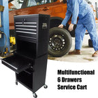 6 Drawer Rolling Tool Chest with Wheels,Meta Tool Storage Cabinets with Detachable Top Tool Box,Tool Cart on Wheels for Workshop Warehouse Garage