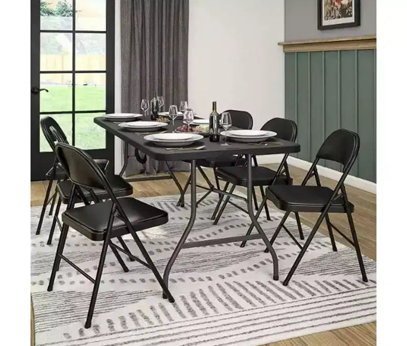 SUGIFT Folding Chairs with Padded Seats 6 Pack Black Metal Padded Folding Chair with Steel Frame for Events Office Wedding Party - 330 lb Capacity