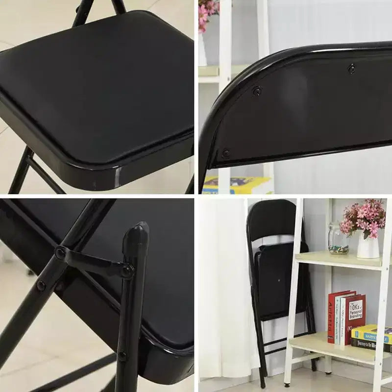 SUGIFT Folding Chairs with Padded Seats 6 Pack Black Metal Padded Folding Chair with Steel Frame for Events Office Wedding Party - 330 lb Capacity