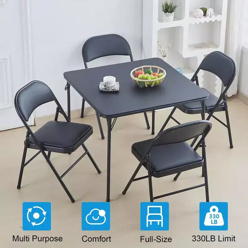 SUGIFT Folding Chairs with Padded Seats 6 Pack Black Metal Padded Folding Chair with Steel Frame for Events Office Wedding Party - 330 lb Capacity