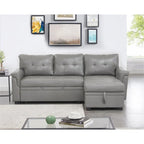 Divano componibile convertibile reversibile con letto estraibile, chaise longue con contenitore nascosto e gambe durevoli