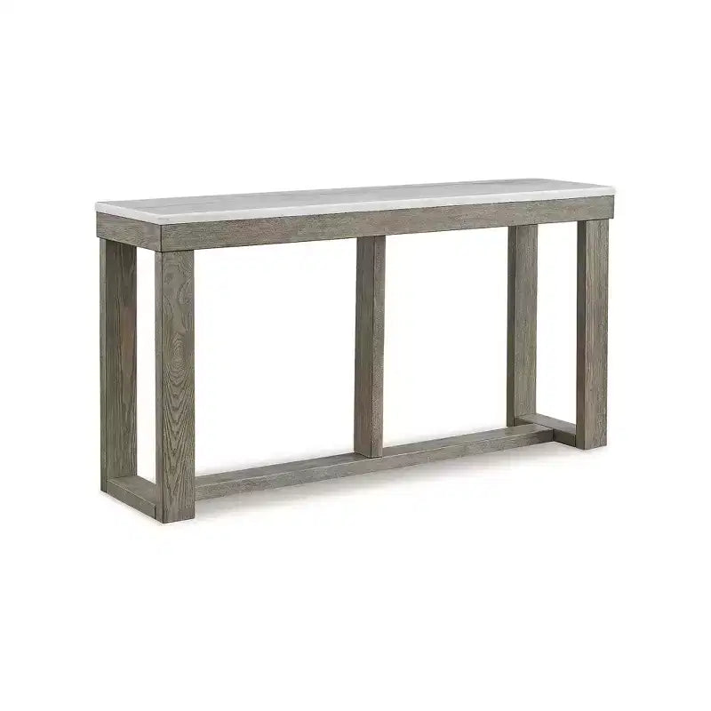 Signature Design by Ashley Loyaska Casual Sofa Table with Marble Top, Brown & White