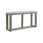 Signature Design by Ashley Loyaska Casual Sofa Table with Marble Top, Brown & White
