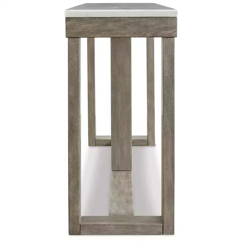 Signature Design by Ashley Loyaska Casual Sofa Table with Marble Top, Brown & White
