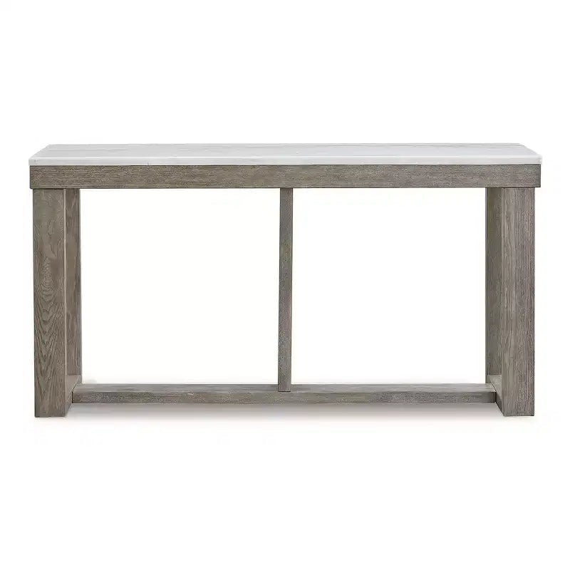 Signature Design by Ashley Loyaska Casual Sofa Table with Marble Top, Brown & White