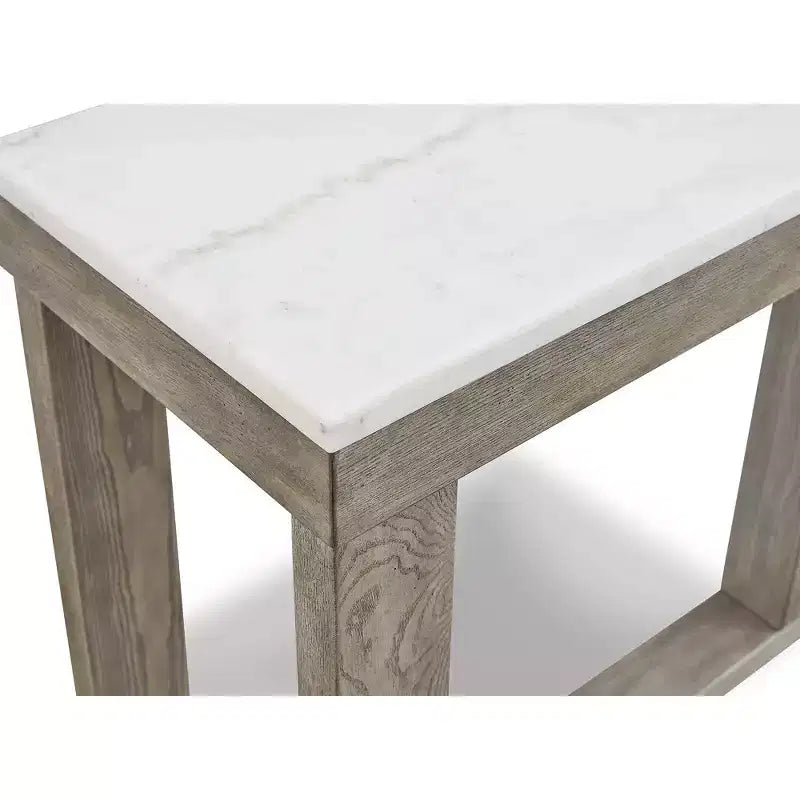 Signature Design by Ashley Loyaska Casual Sofa Table with Marble Top, Brown & White