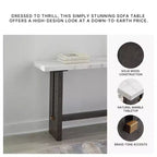 Signature Design by Ashley Burkhaus Sofa Table, Natural Marble Top, Dark Brown Oak Console for Living Room
