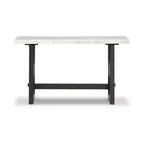 Signature Design by Ashley Burkhaus Sofa Table, Natural Marble Top, Dark Brown Oak Console for Living Room
