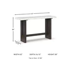Signature Design by Ashley Burkhaus Sofa Table, Natural Marble Top, Dark Brown Oak Console for Living Room