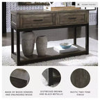 Signature Design by Ashley Johurst 2 Drawer Sofa/Console Table, Grayish Brown
