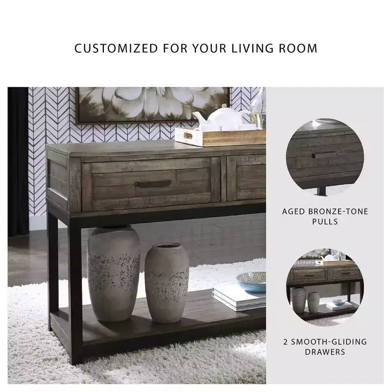 Signature Design by Ashley Johurst 2 Drawer Sofa/Console Table, Grayish Brown