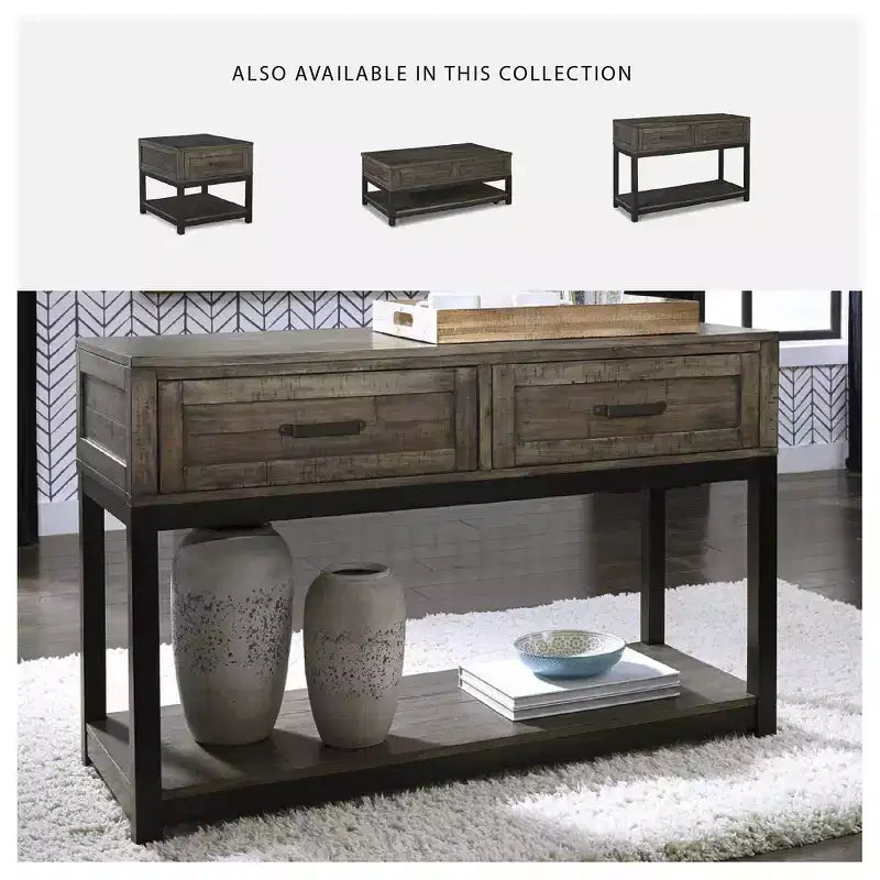 Signature Design by Ashley Johurst 2 Drawer Sofa/Console Table, Grayish Brown
