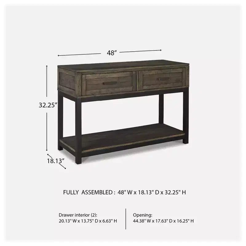 Signature Design by Ashley Johurst 2 Drawer Sofa/Console Table, Grayish Brown
