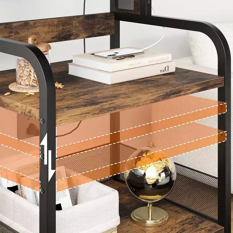Supporto Grande per Stampante, Supporto per Stampante con Ruote per Ufficio Domestico, Tavolino Mobile per Stampante con Scaffale Regolabile a 3 Livelli